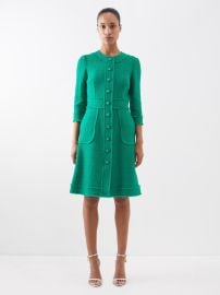 Green Raschel wool-blend tweed midi dress Dolce amp Gabbana FASHION US at Matches