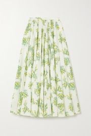 Green Rhea floral-print Swiss-dot cotton-blend seersucker midi skirt EMILIA WICKSTEAD NET-A-PORTER at Net a Porter