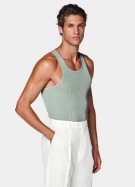 Green Ribbed Tank Top in Cotton Silk SUITSUPPLY at Suitsupply