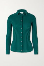 Green Ribbed-knit cardigan VINCE NET-A-PORTER at Net a Porter