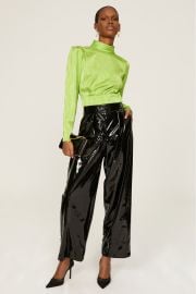 Green Satin Top by Ronny Kobo Collective for 45 Rent the Runway at Rent the Runway