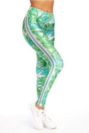 Green Stripe Palm Leggings by Goldsheep at Goldsheep