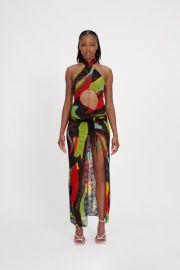 Green Swirl Cut out Qi Pao-Full Length Kim Shui Studio at Kim Shui