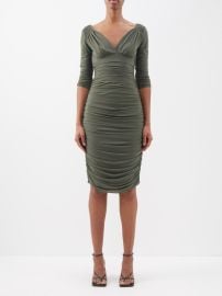 Green Tara ruched stretch-jersey dress Norma Kamali FASHION US at Matches