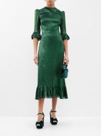 Green The Falconetti ruffled metallic silk-blend dress The Vampirex27s Wife FASHION US at Matches