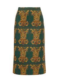 Green Tiger Tiles-print wool-blend pencil skirt  La DoubleJ  FASHION US at Matches