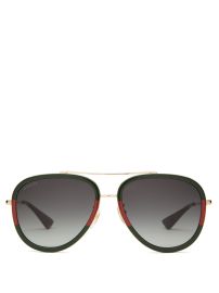 Green Web-stripe aviator metal sunglasses  Gucci  FASHION US at Matches