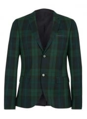 Green and Navy Check Suit Jacket at Topman