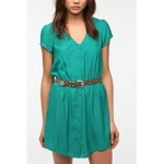 Green button front dress at Urban Outfitters at Urban Outfitters