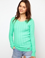 Green cable knit sweater at Asos