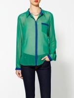 Green contrast trim shirt at Piperlime