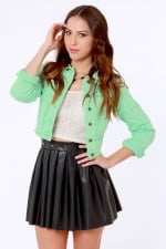 Green denim jacket from Lulus at Lulus