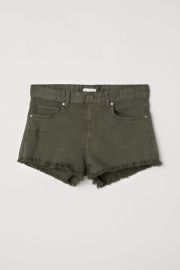 Green denim shorts at H&M