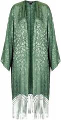 Green floral jacquard kimono at Topshop