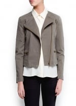 Green moto jacket at Mango at Mango