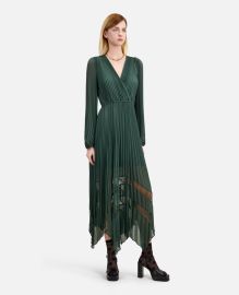 Green pleated long dress The Kooples - US at The Kooples