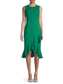 Green ruffled sheath dress at Saks Off 5th