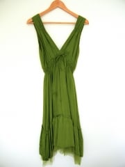 Green silk dress by Glam Vintage Soul at eBay