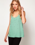 Green studded tank top at Asos