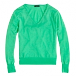 Green v neck sweater at Jcrew at J. Crew