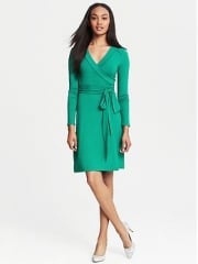 Green wrap dress at Banana Republic