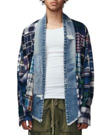 Greg Lauren Mens Plaid Scrapwork Kimono Jacket at Neiman Marcus