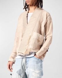 Greg Lauren WALNUT STITCHWORK CARDIGAN SWEATER IN BROWN Grailed at Grailed