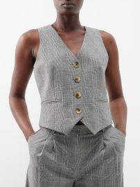 Grey Chrissie Prince of Wales-check wool waistcoat Bella Freud FASHION US at Matches