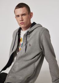 Grey Cotton Zip-Front Zebra Logo Hoodie at Paul Smith