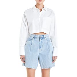 Grey Lab Oversize Crop Button-Up Shirt at Nordstrom