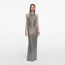 Grey Rhinestone Halter Maxi Dress self-portrait-US at Self Portrait