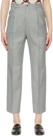 Grey Wool Sharkskin Trousers at Ssense