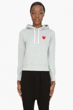 Grey and red emblem hoodie by Comme Des Garcons at SSENSE