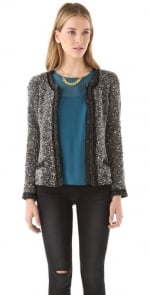 Grey boucle blazer like Zoe Harts at Shopbop