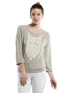 Grey embroidered owl sweatshirt at Lord & Taylor