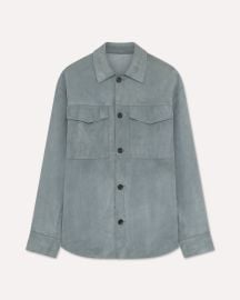 Grey goatskin shirt jacket white man Lardini at Lardini