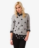 Grey polka dot sweater at Forever 21