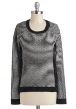 Grey sweater with black trim at Modcloth at Modcloth