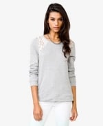 Grey sweater with lace insets at Forever 21