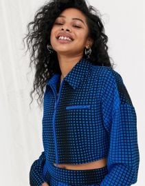 Grid Check Zip Through Shirt by Collusion at Asos