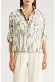 Grid Print Roll Sleeve Popover Shirt at Nordstrom Rack
