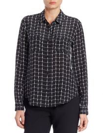 Grid patterned silk shirt at Lord & Taylor