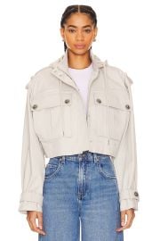 Grlfrnd Cropped Utility Jacket In Stone Grey at Revolve