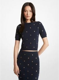 Grommet-Embellished Stretch Viscose Sweater at Michael Kors