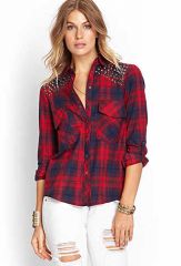 Grommet Plaid Shirt at Forever 21