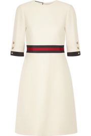 Gucci    Grosgrain-trimmed wool and silk-blend mini dress at Net A Porter