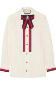 Gucci - Embellished grosgrain-trimmed cotton-poplin shirt at Net A Porter