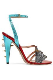 Gucci - Embellished metallic leather sandals at Net A Porter