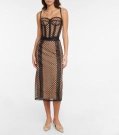 Gucci - GG mesh and lace midi skirt at Mytheresa