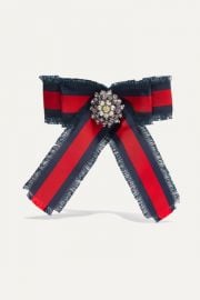 Gucci - Grosgrain  crystal and faux pearl brooch at Net A Porter